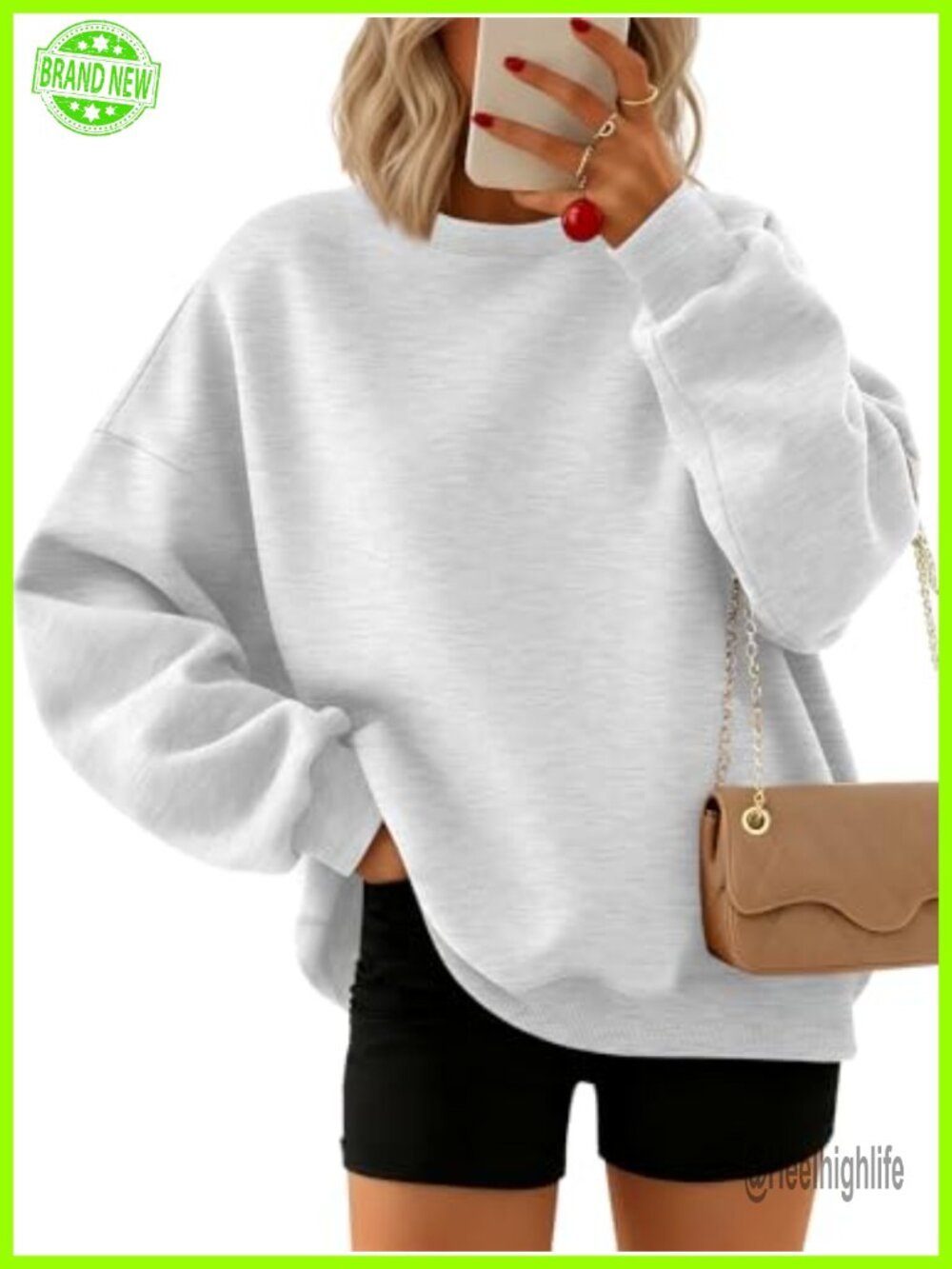 Oversized Crewneck Pullover Sweatshirt Polyester Cotton Long Sleeve